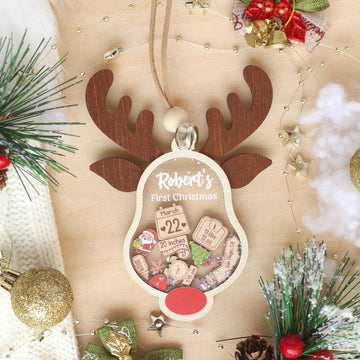Personalized Baby's First Christmas Ornament 2025: Shakeable Acrylic & Wood Keepsake