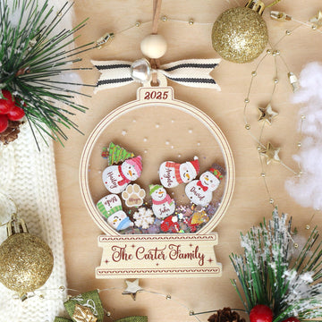 Personalized Snowman Family Christmas Ornament: Custom Acrylic Decor