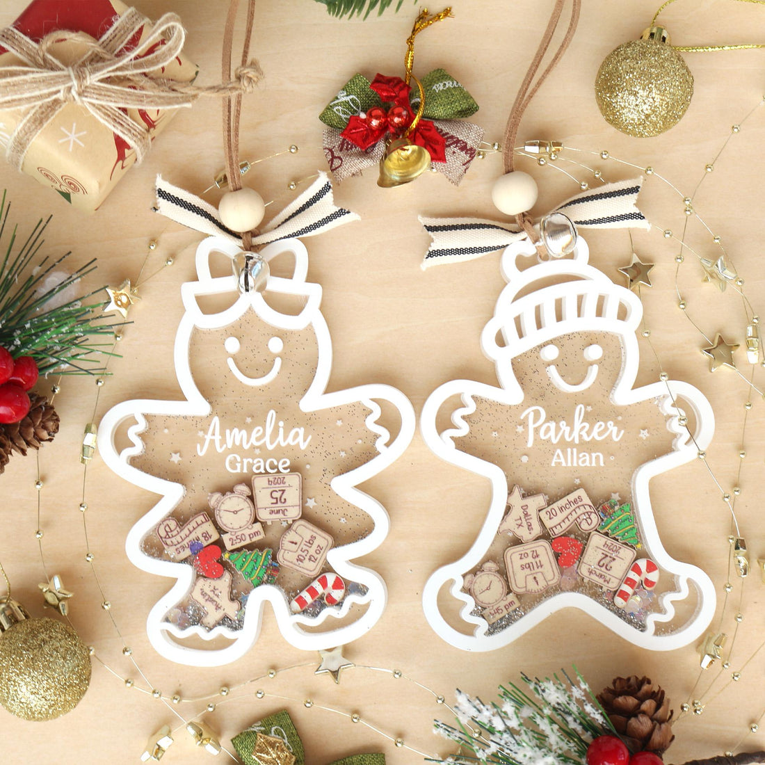 Personalized Baby's First Christmas Ornament: Gingerbread Shaker