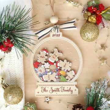 Personalized Gingerbread Family Christmas Ornament: Custom Acrylic Cookie, Up to 10 Names