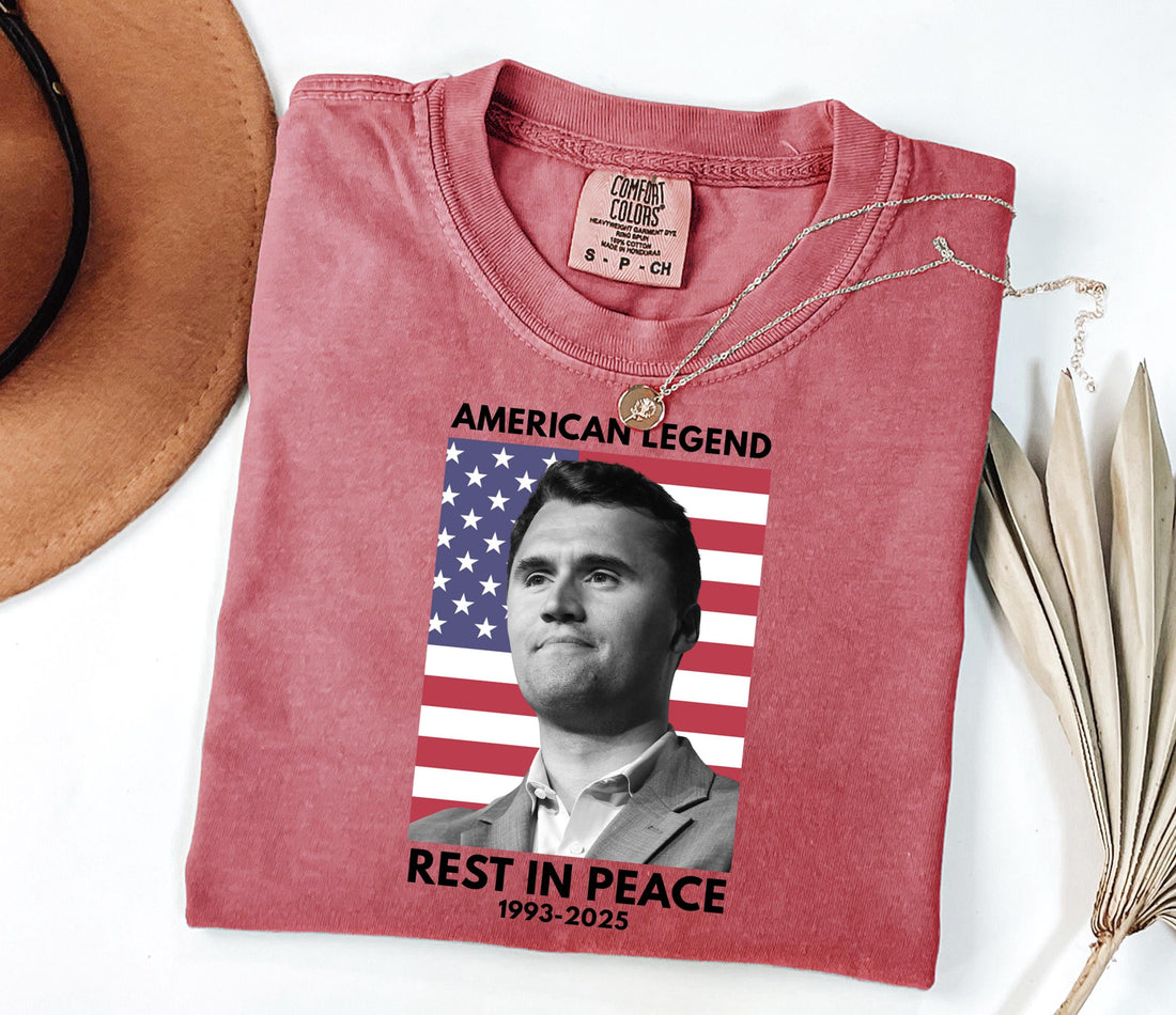 Comfort Colors® American Legend Charlie Kirk - Rest in Peace Memorial Shirt - Conservative Patriot Tribute Tee - USA Flag Apparel